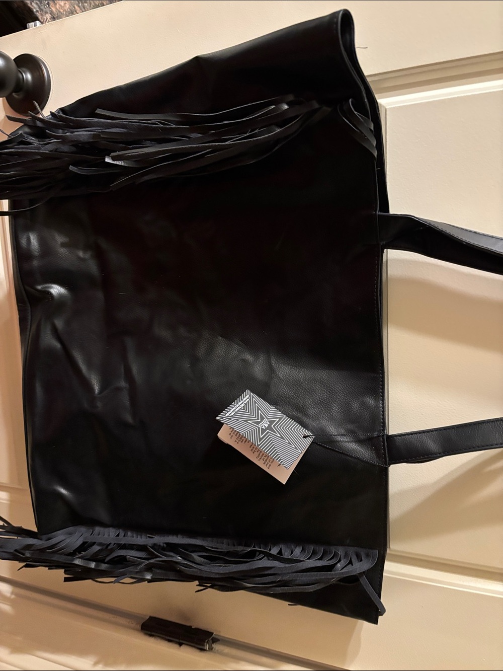 Area Stars Fringe Faux Leather Tote Bag.